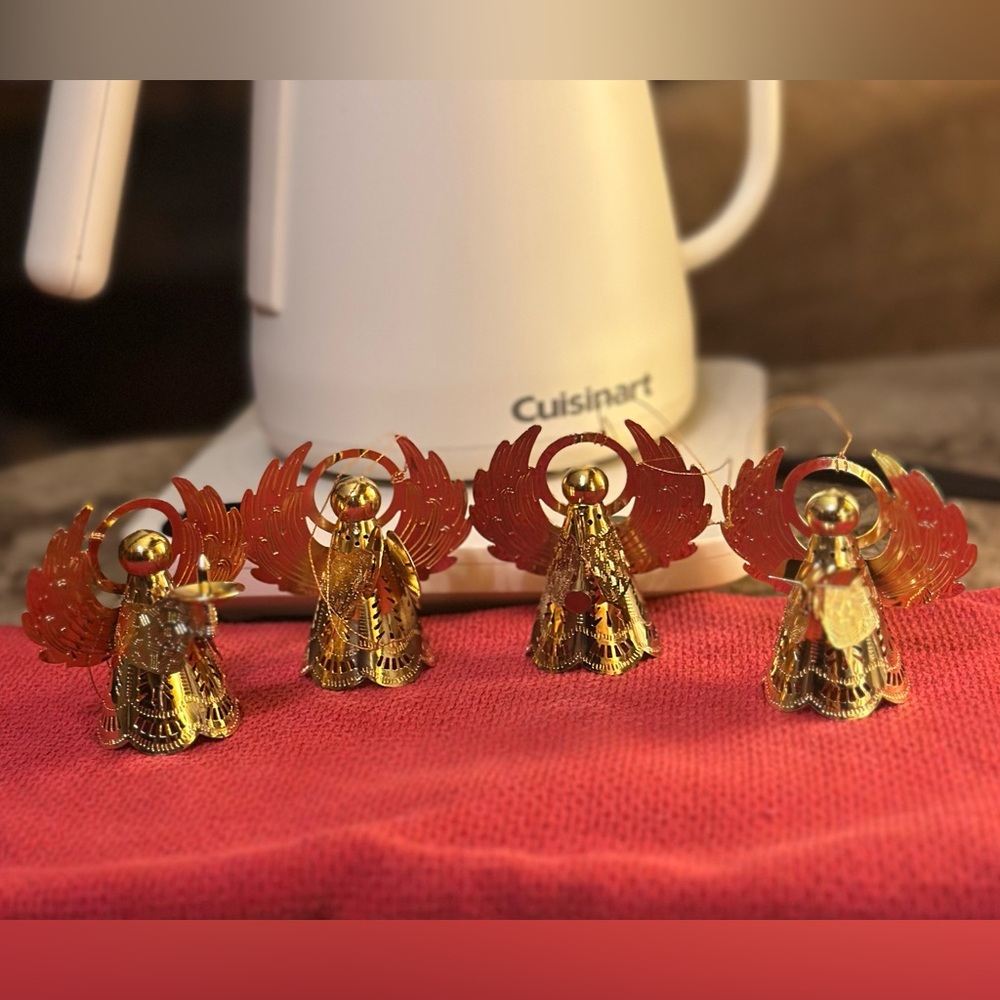 Vintage set of 4 brass angels